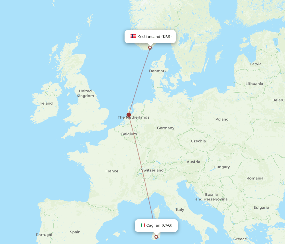 CAG-KRS flight routes