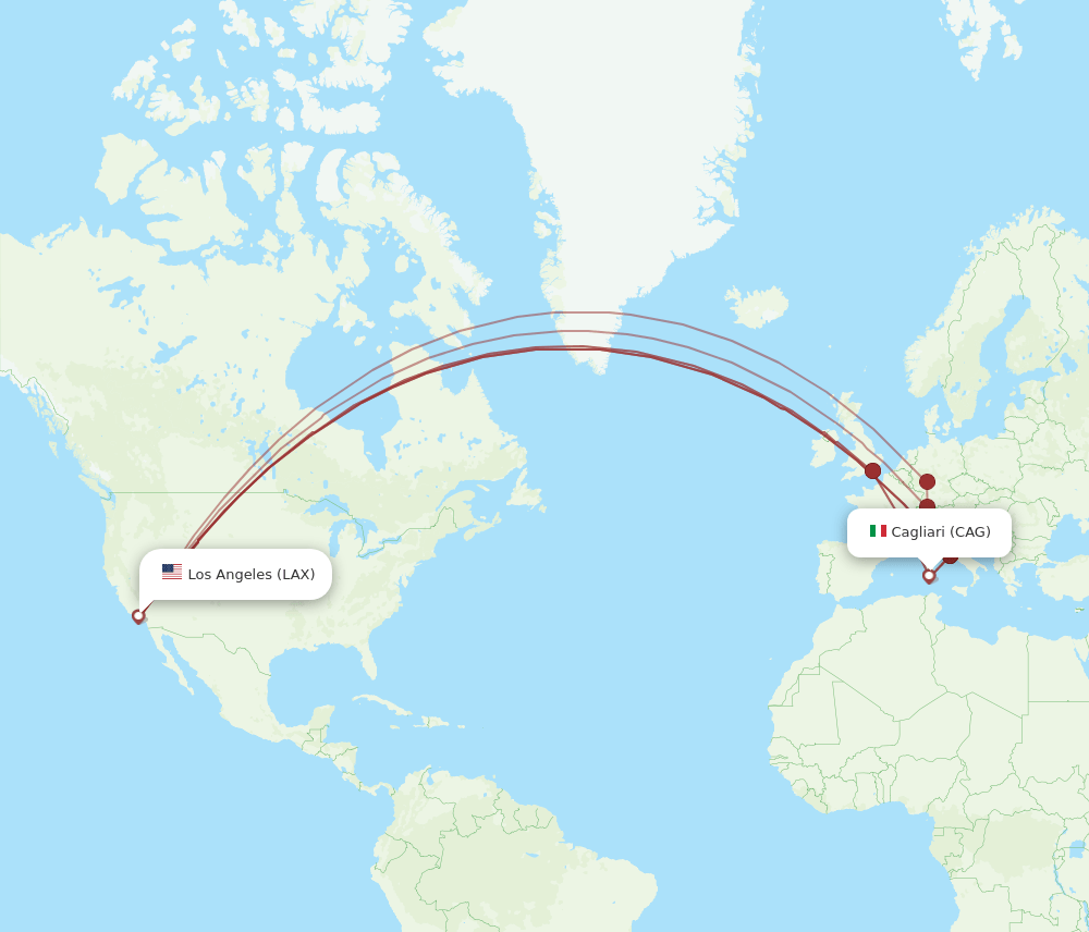 CAG to LAX flights and routes map