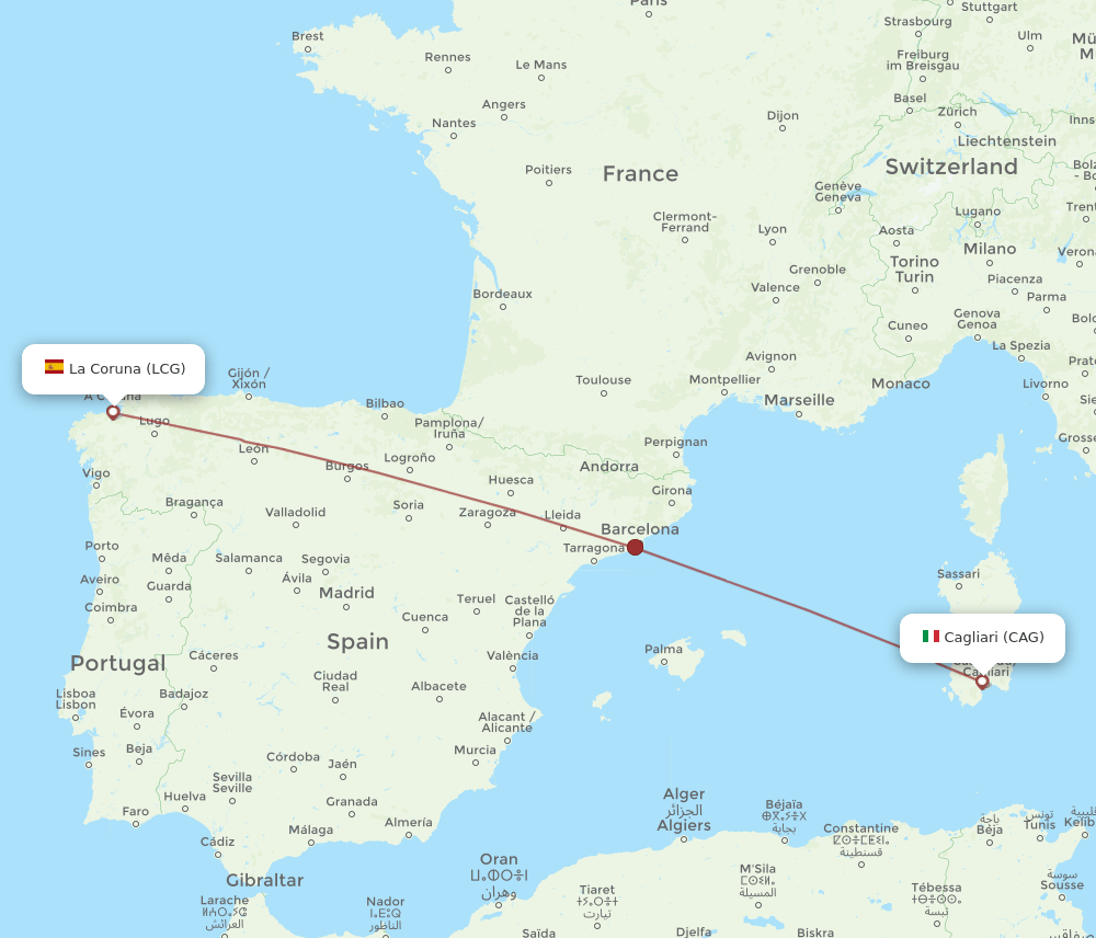 CAG-LCG flight routes