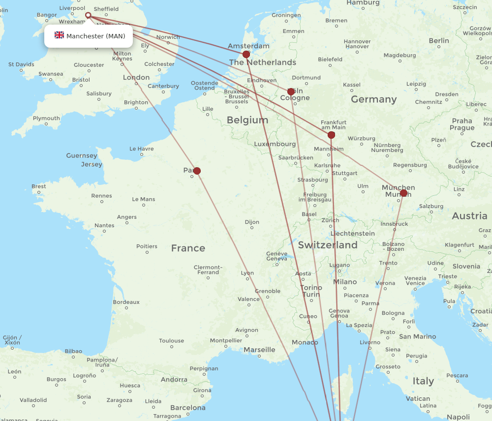 CAG-MAN flight routes