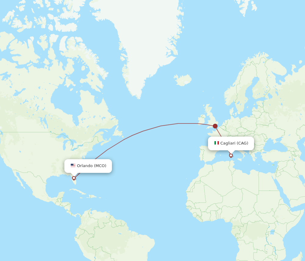 CAG to MCO flights and routes map