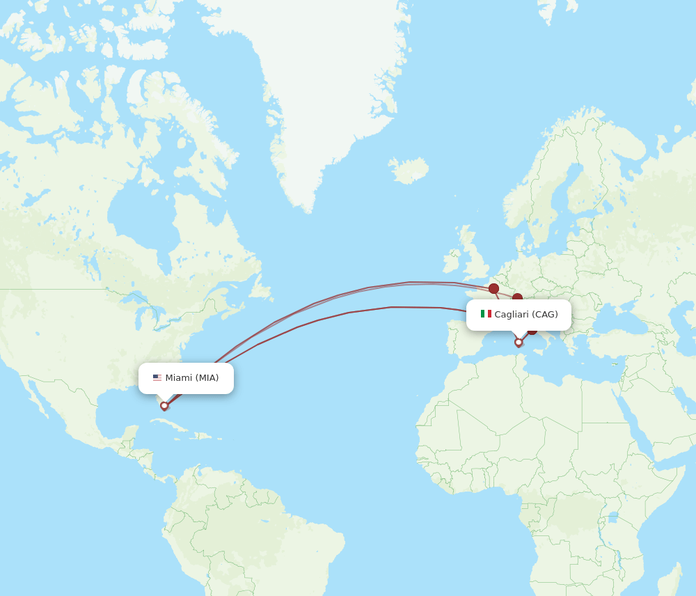CAG-MIA flight routes