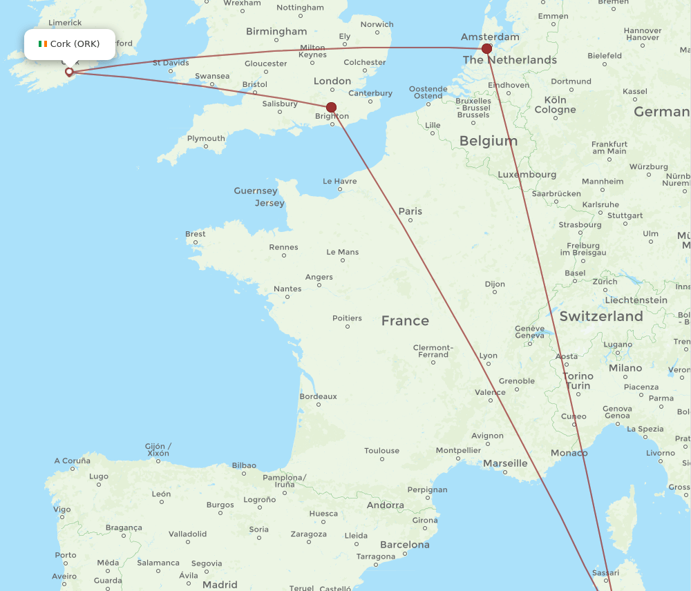 CAG-ORK flight routes