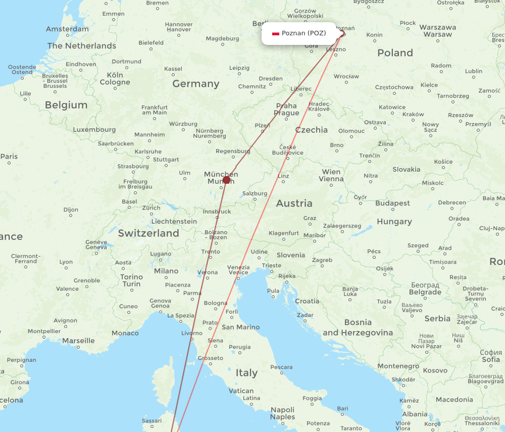 CAG-POZ flight routes
