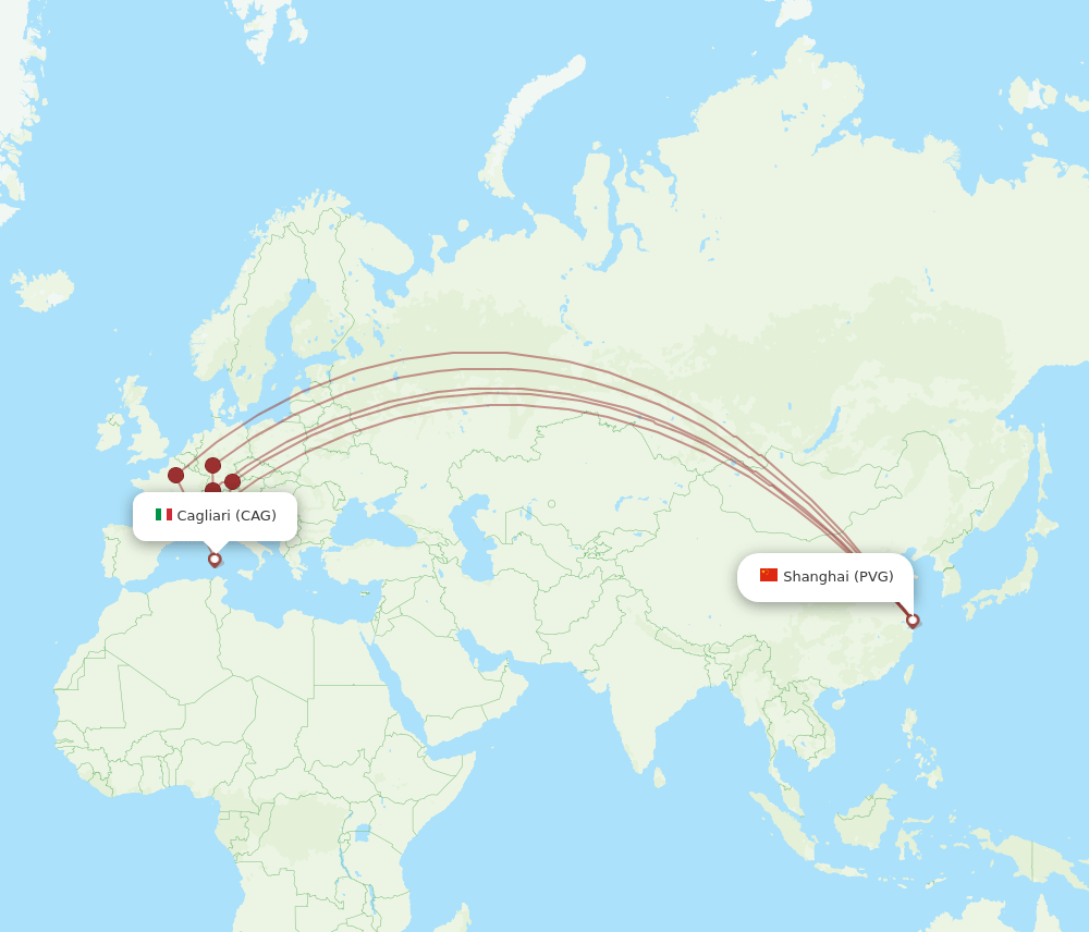 CAG-PVG flight routes