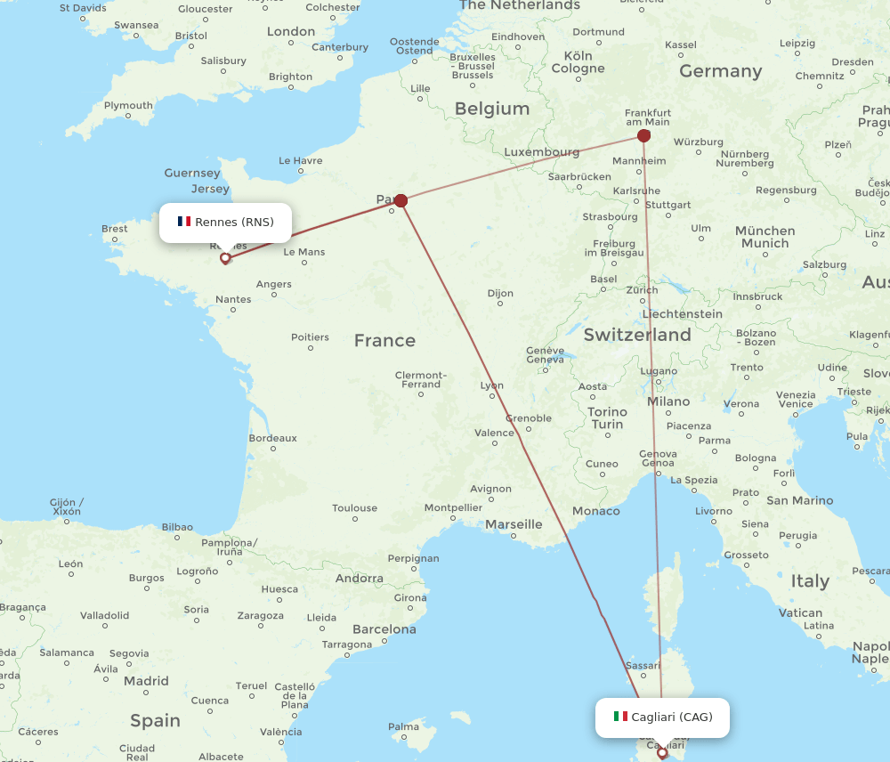 CAG to RNS flights and routes map