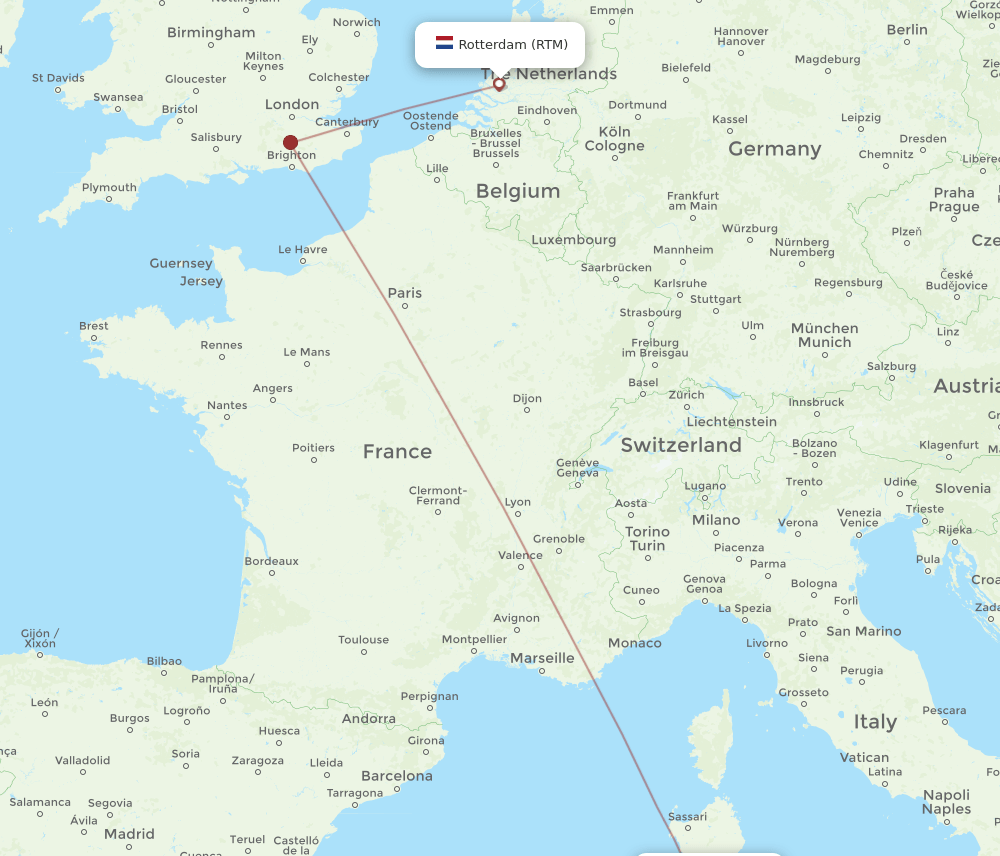 CAG-RTM flight routes