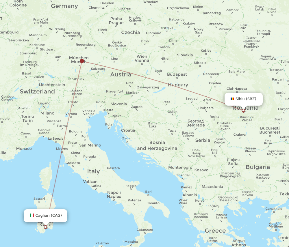 CAG-SBZ flight routes