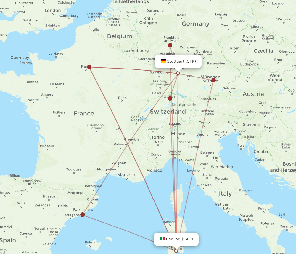 CAG-STR flight routes