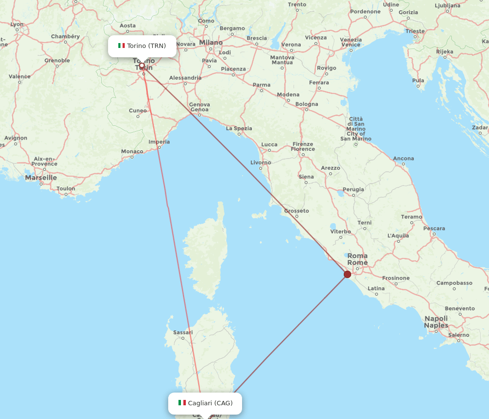 CAG-TRN flight routes