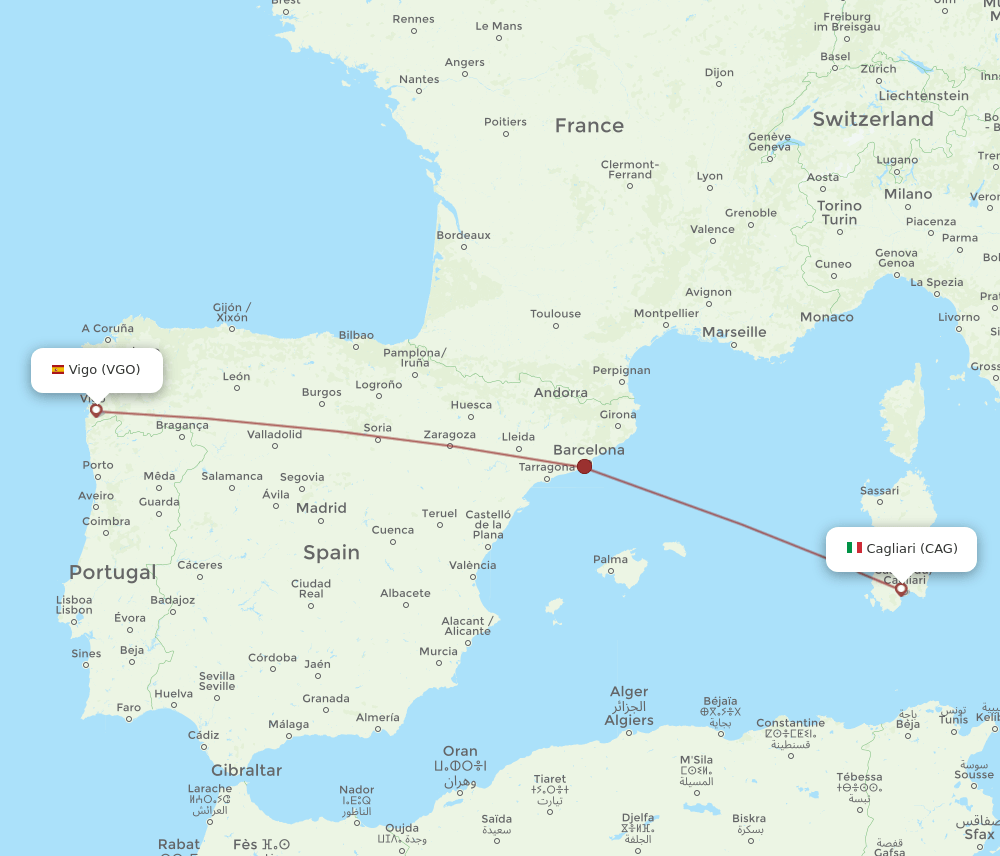 CAG-VGO flight routes