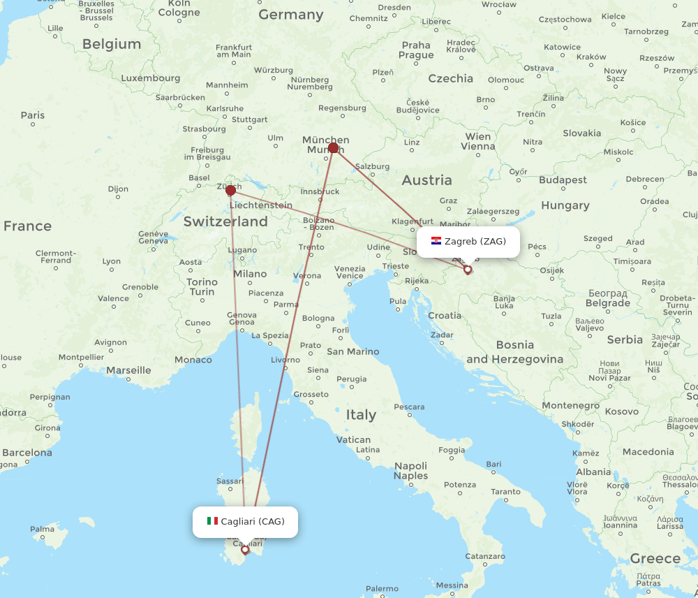 CAG-ZAG flight routes