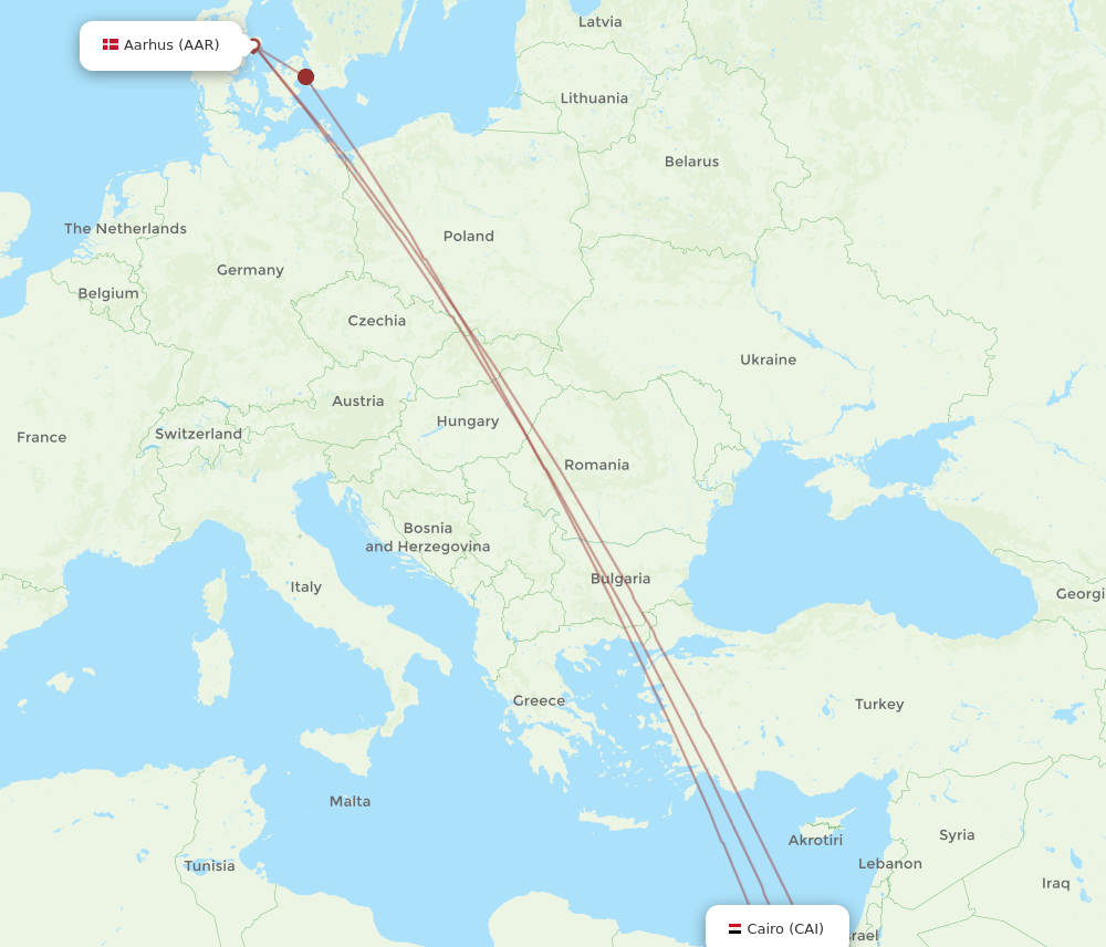 CAI-AAR flight routes