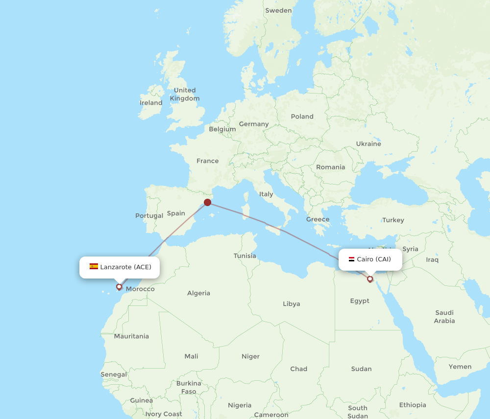 CAI to ACE flights and routes map