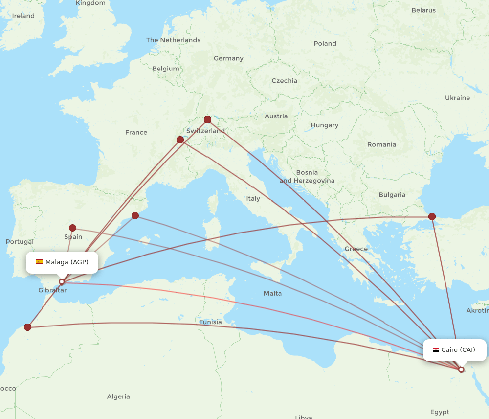 CAI-AGP flight routes