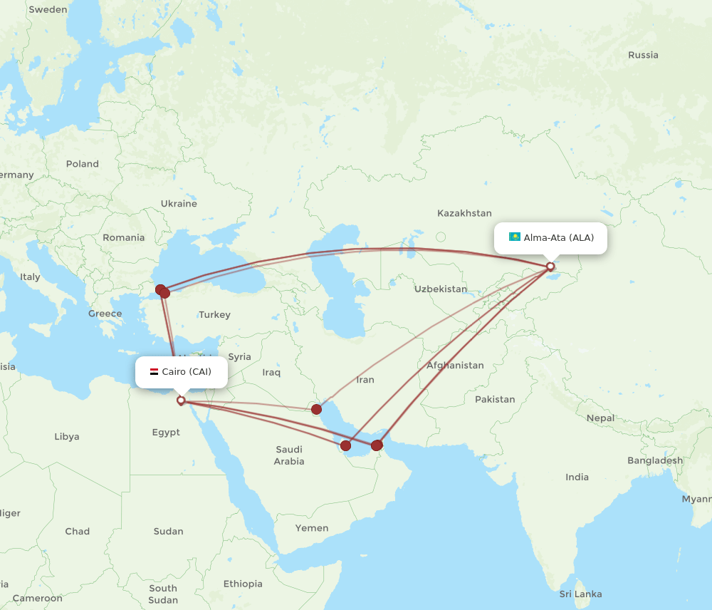 CAI-ALA flight routes