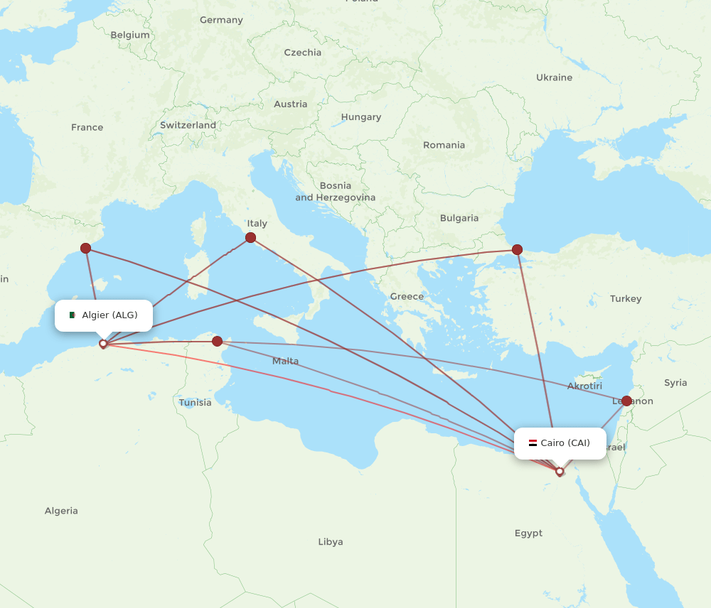 CAI to ALG flights and routes map