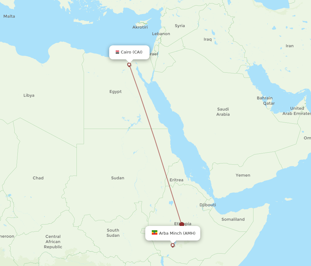 CAI-AMH flight routes
