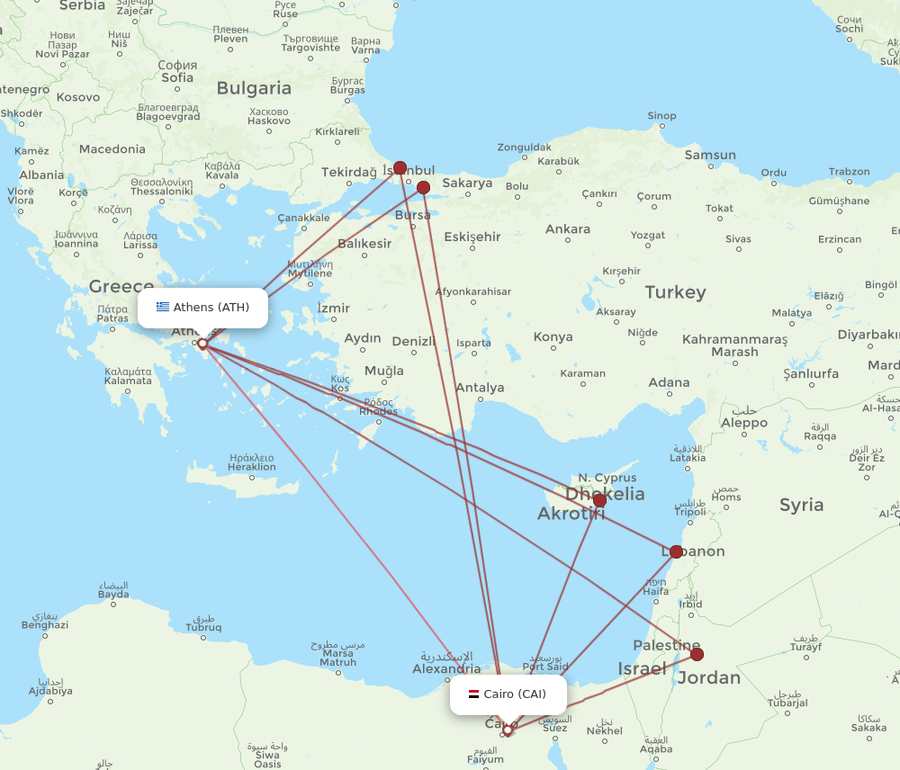 CAI to ATH flights and routes map