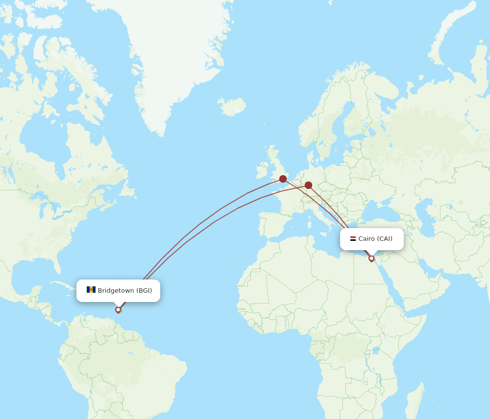 CAI-BGI flight routes