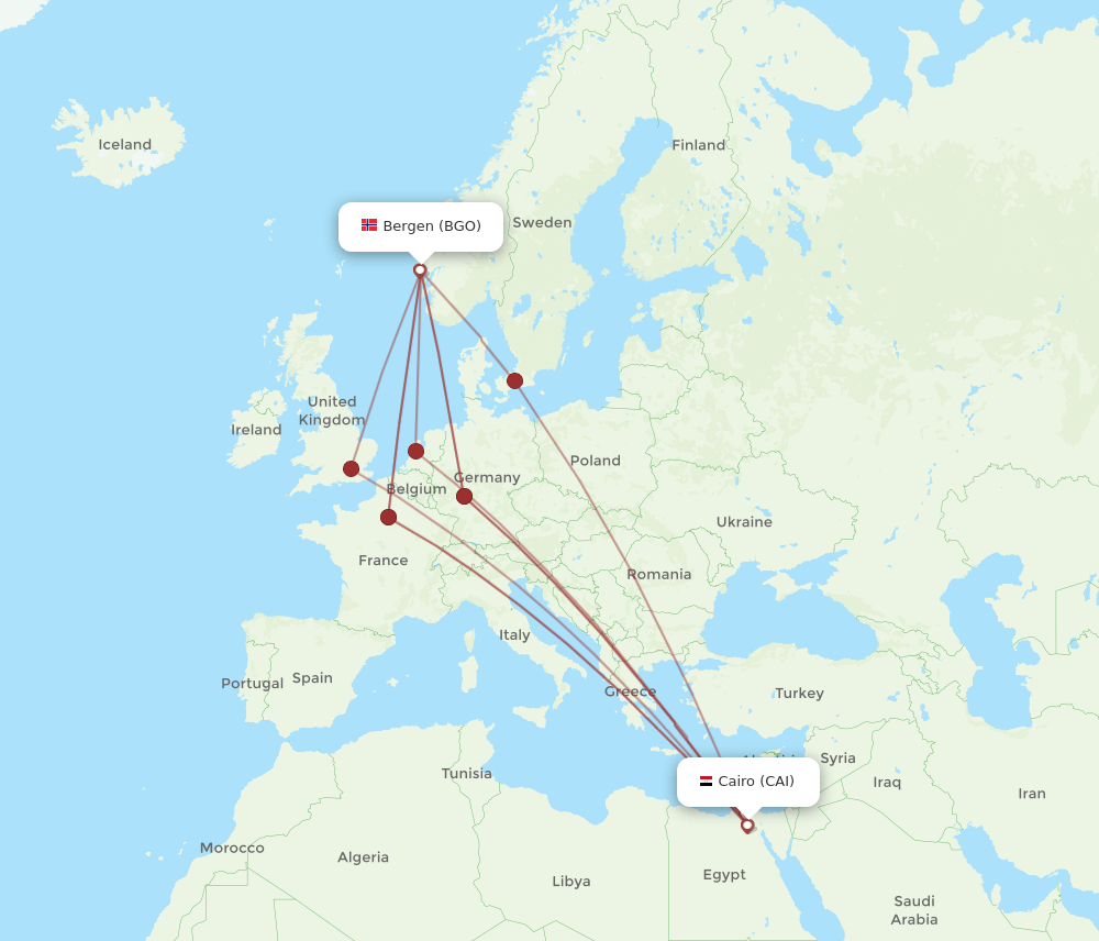 CAI-BGO flight routes