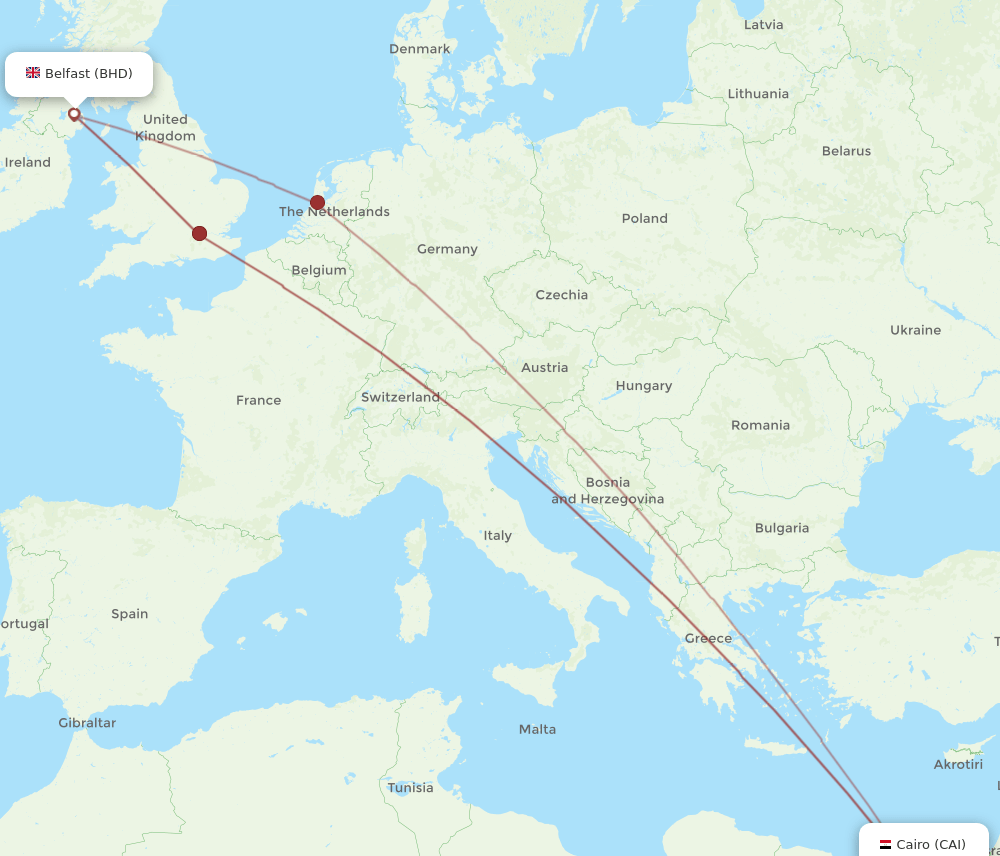 CAI-BHD flight routes