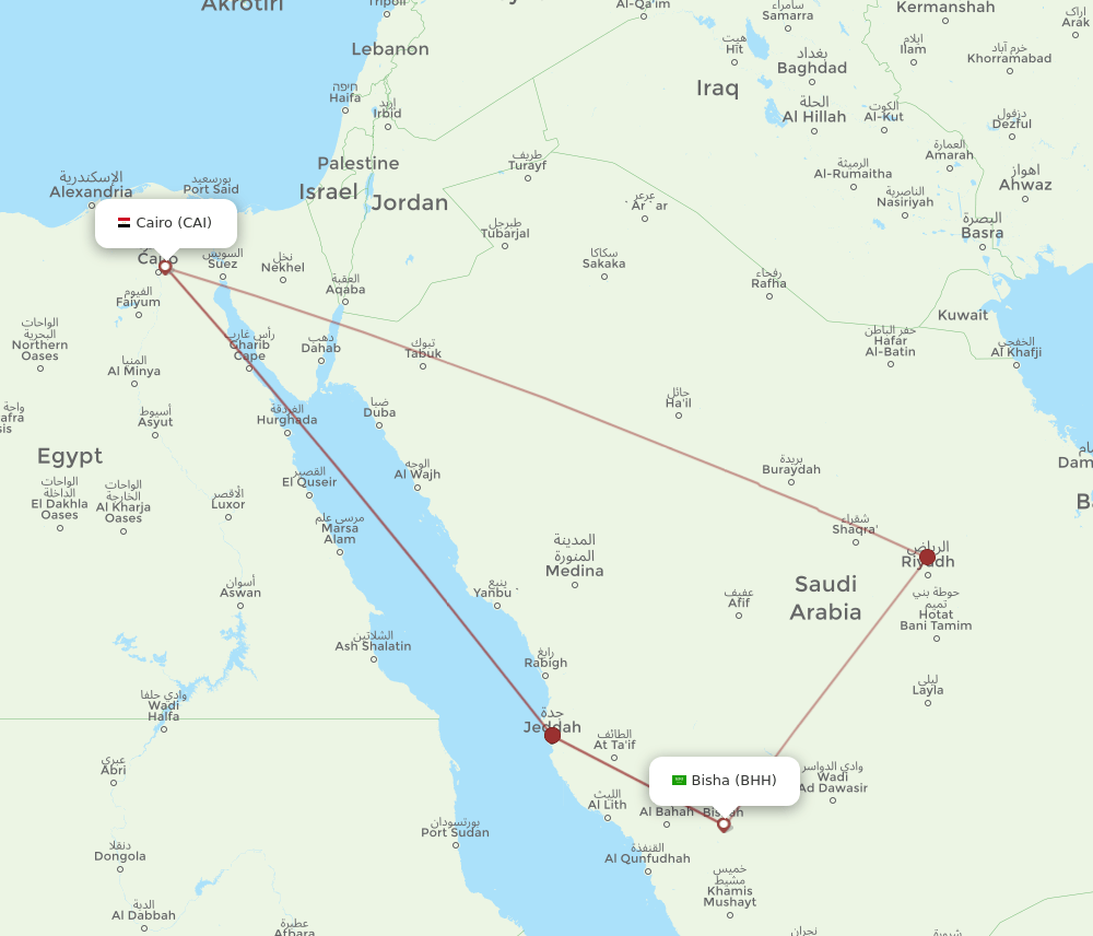 CAI-BHH flight routes