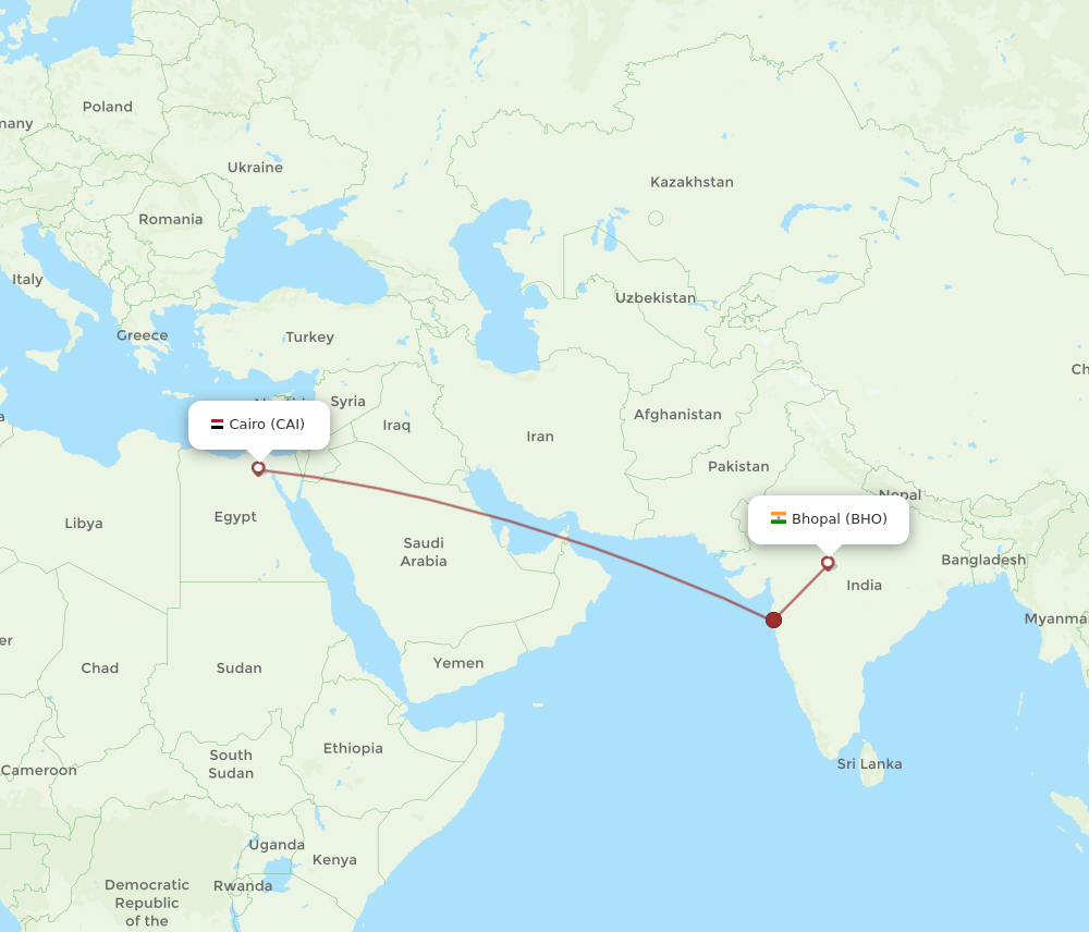 CAI-BHO flight routes