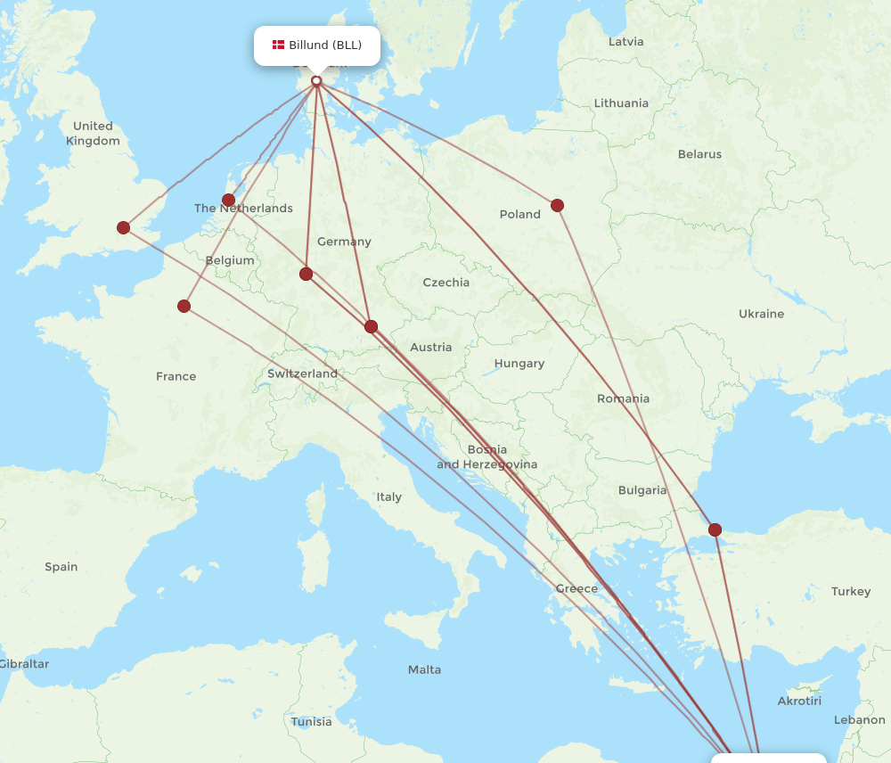 CAI-BLL flight routes