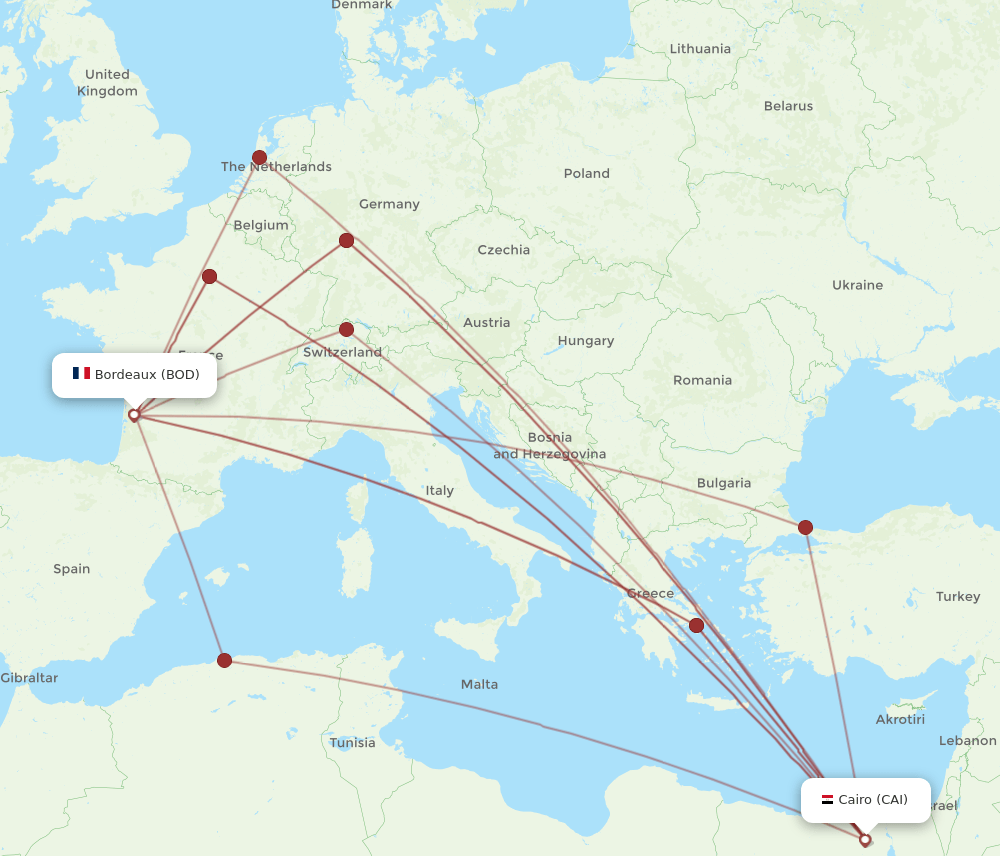 CAI-BOD flight routes