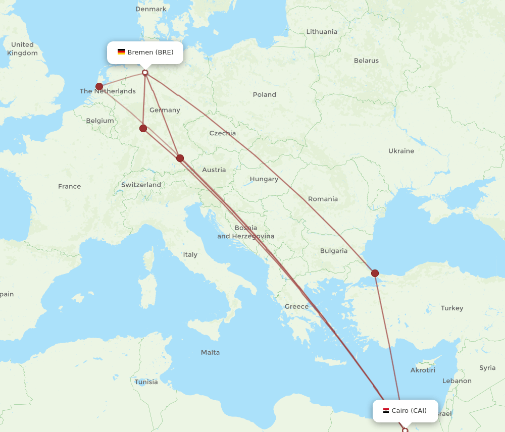 CAI-BRE flight routes