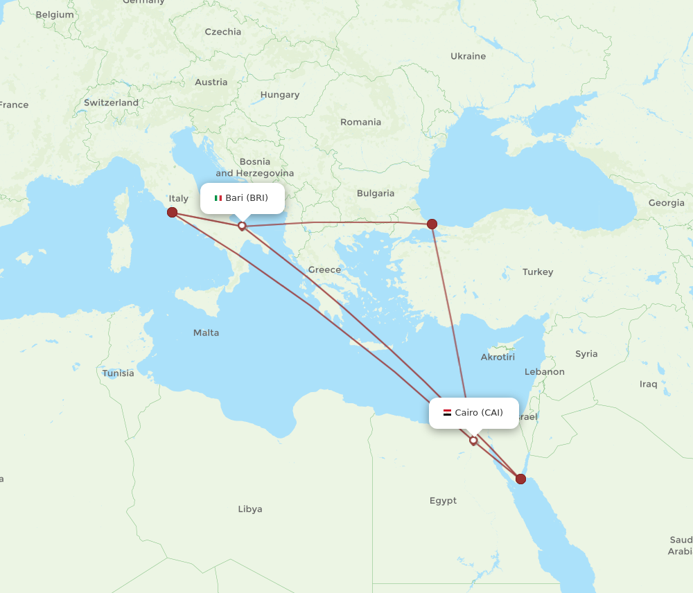CAI to BRI flights and routes map