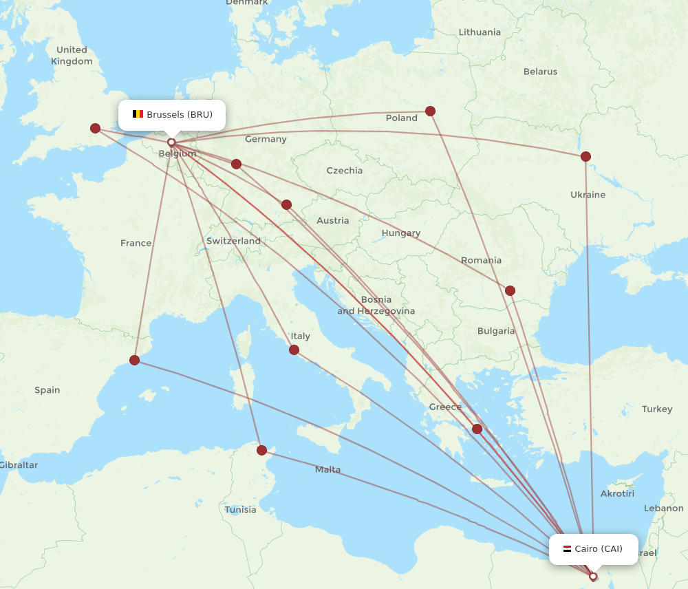 CAI-BRU flight routes