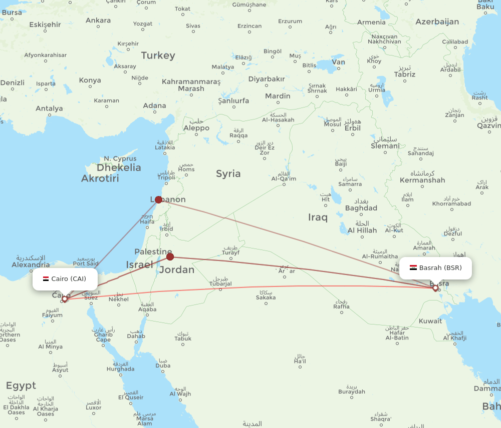CAI-BSR flight routes