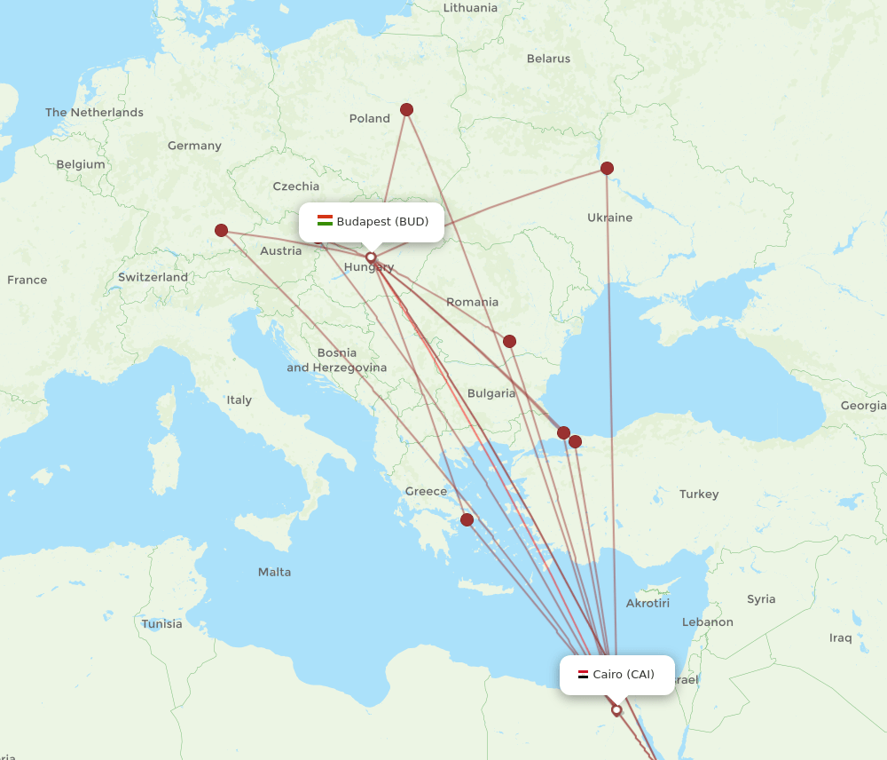 CAI-BUD flight routes