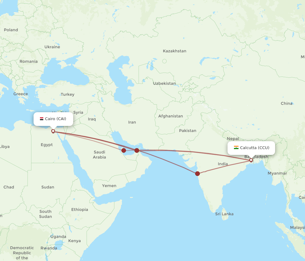 CAI-CCU flight routes