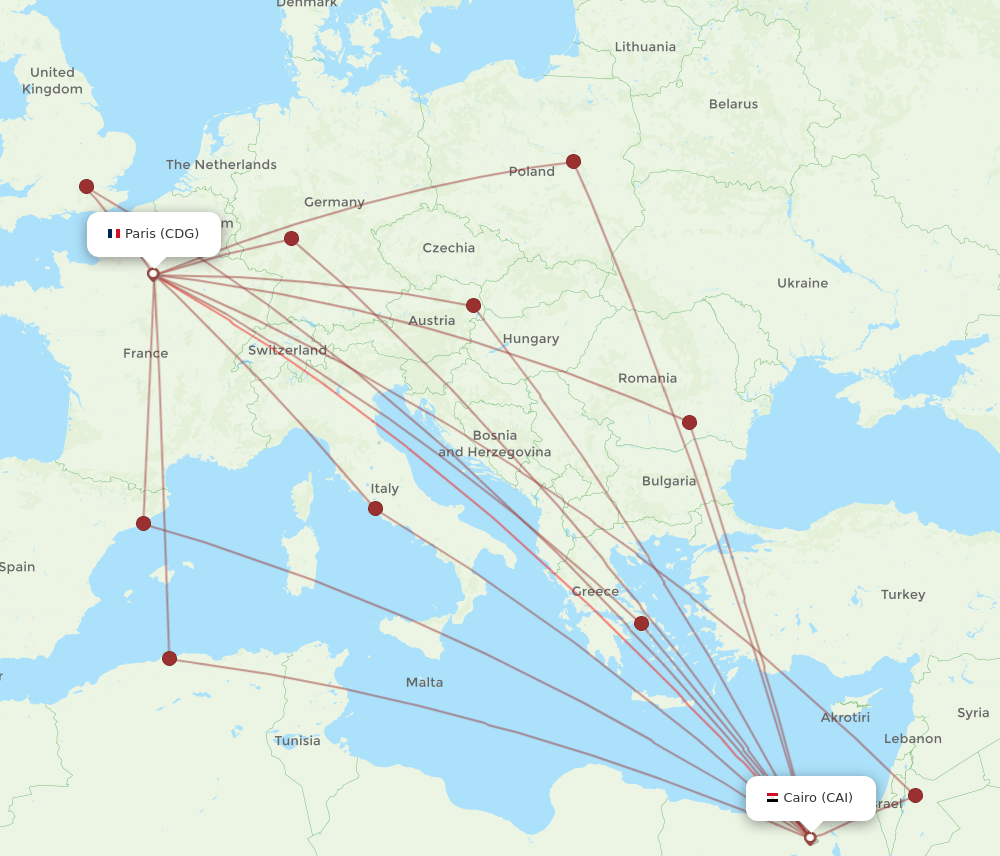 CAI-CDG flight routes