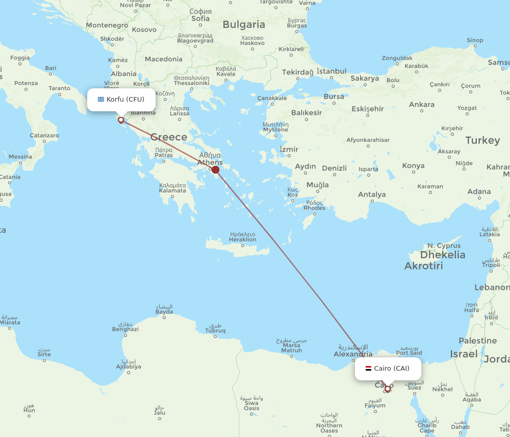 CAI to CFU flights and routes map