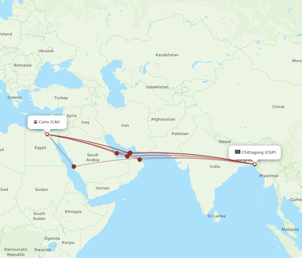 CAI-CGP flight routes