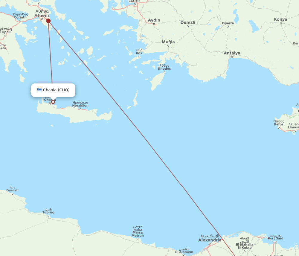 CAI to CHQ flights and routes map