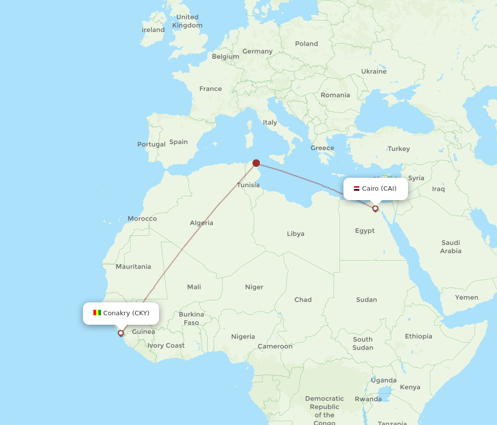 CAI-CKY flight routes