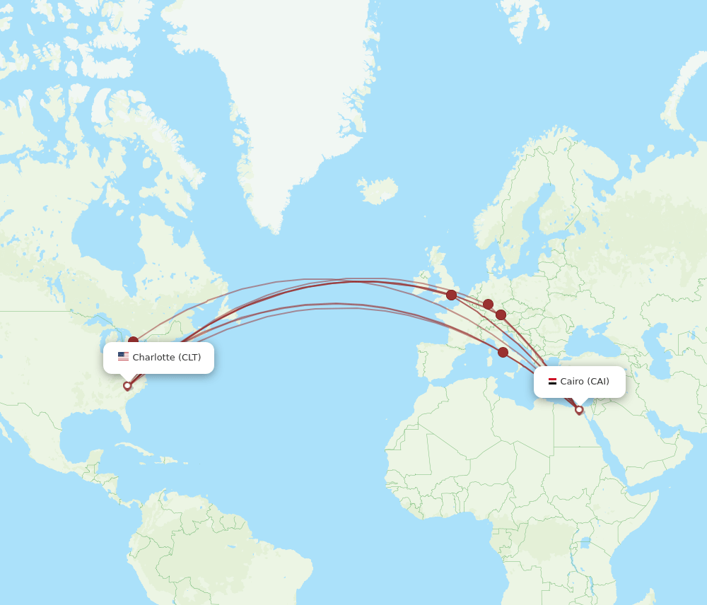 CAI-CLT flight routes