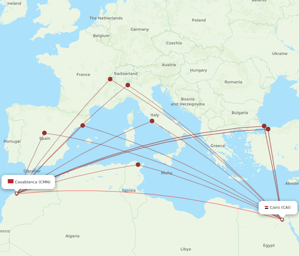 CAI-CMN flight routes