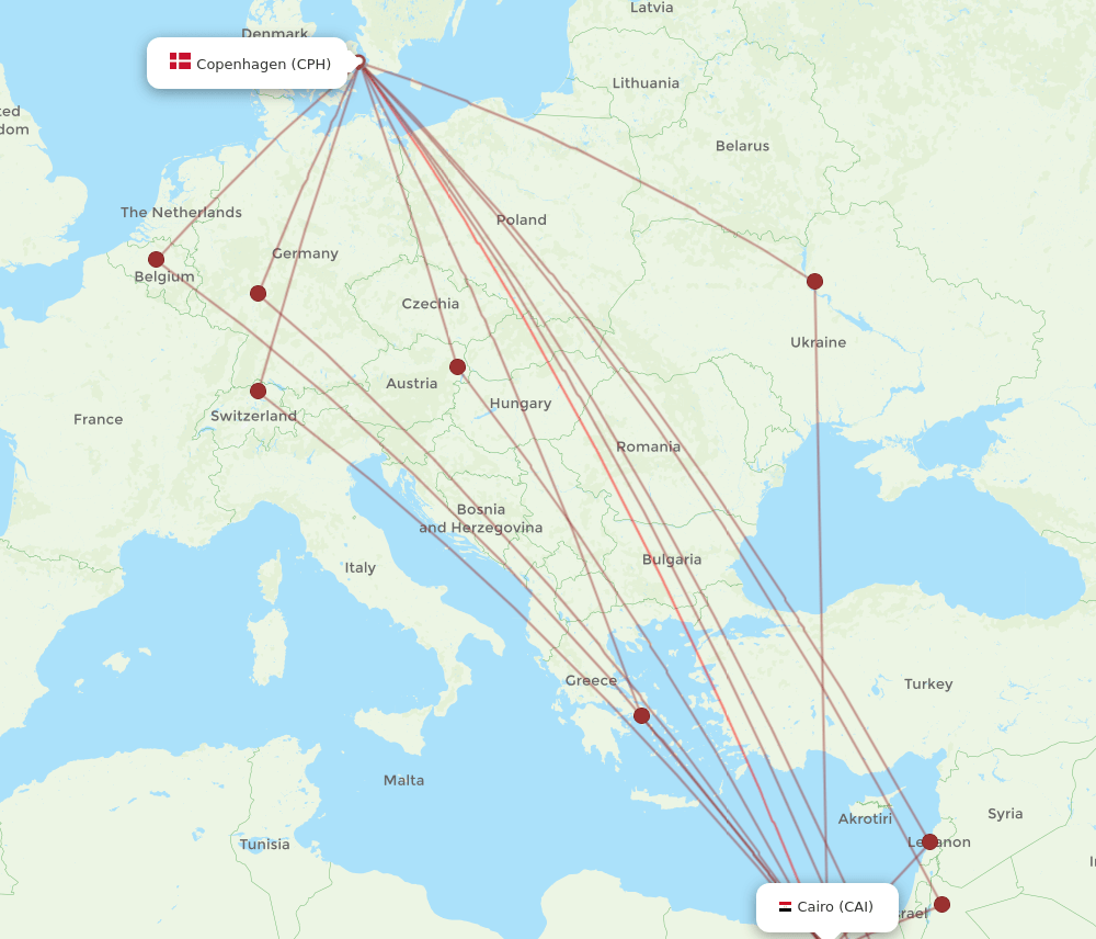 CAI-CPH flight routes