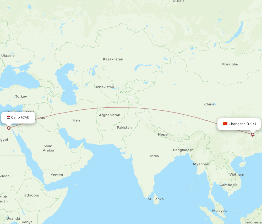 CAI-CSX flight routes