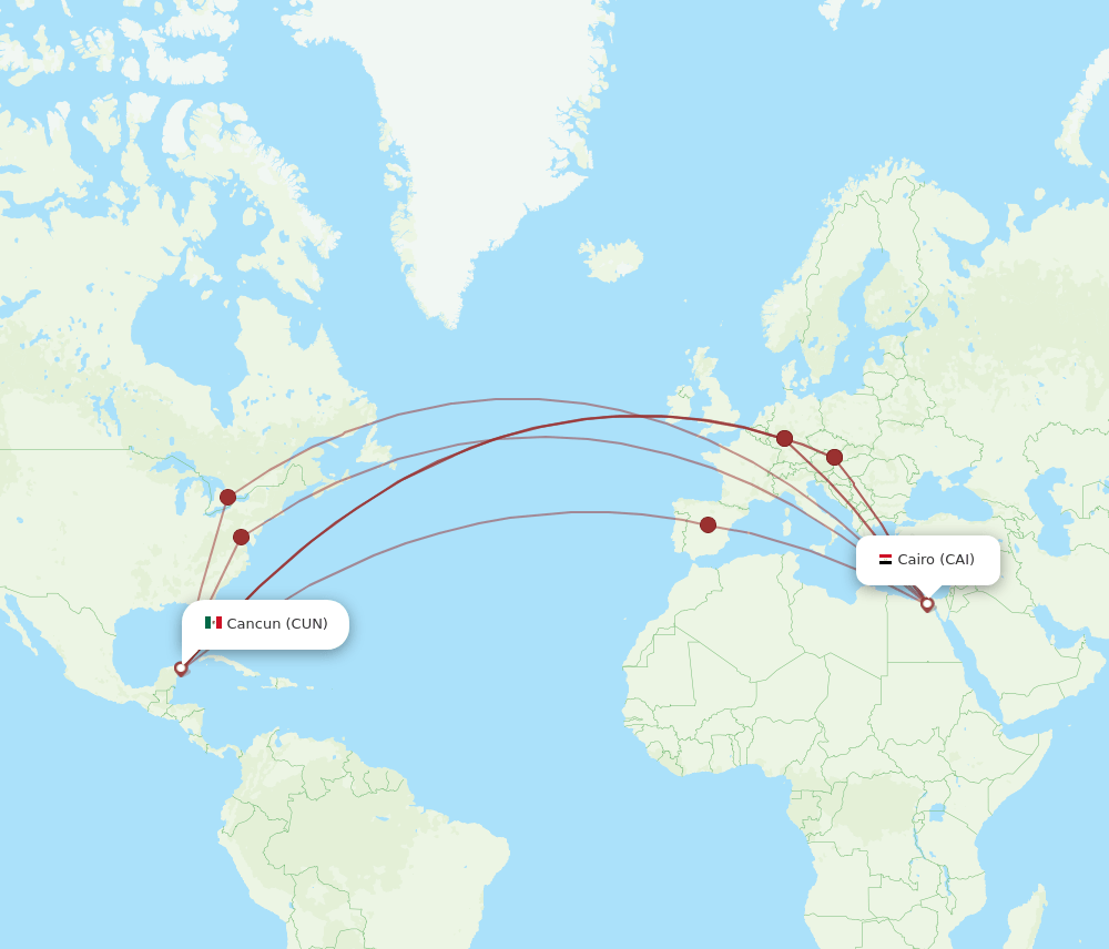 CAI-CUN flight routes