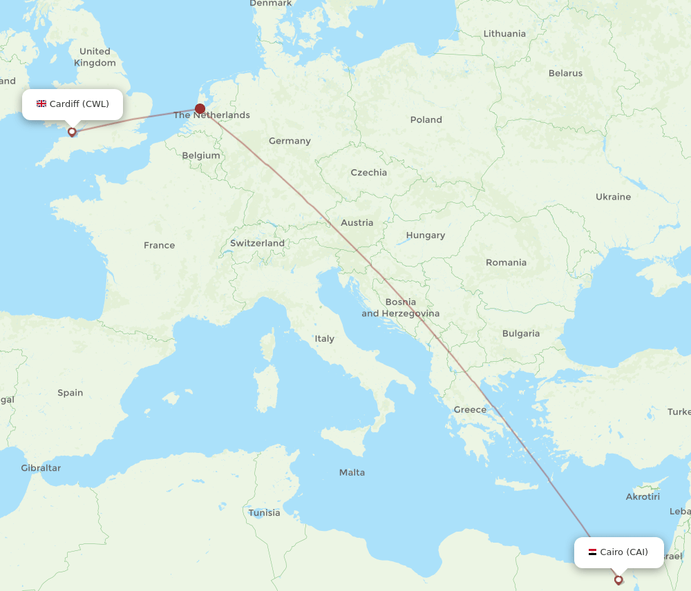 CAI-CWL flight routes