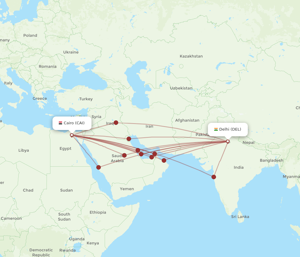 CAI-DEL flight routes