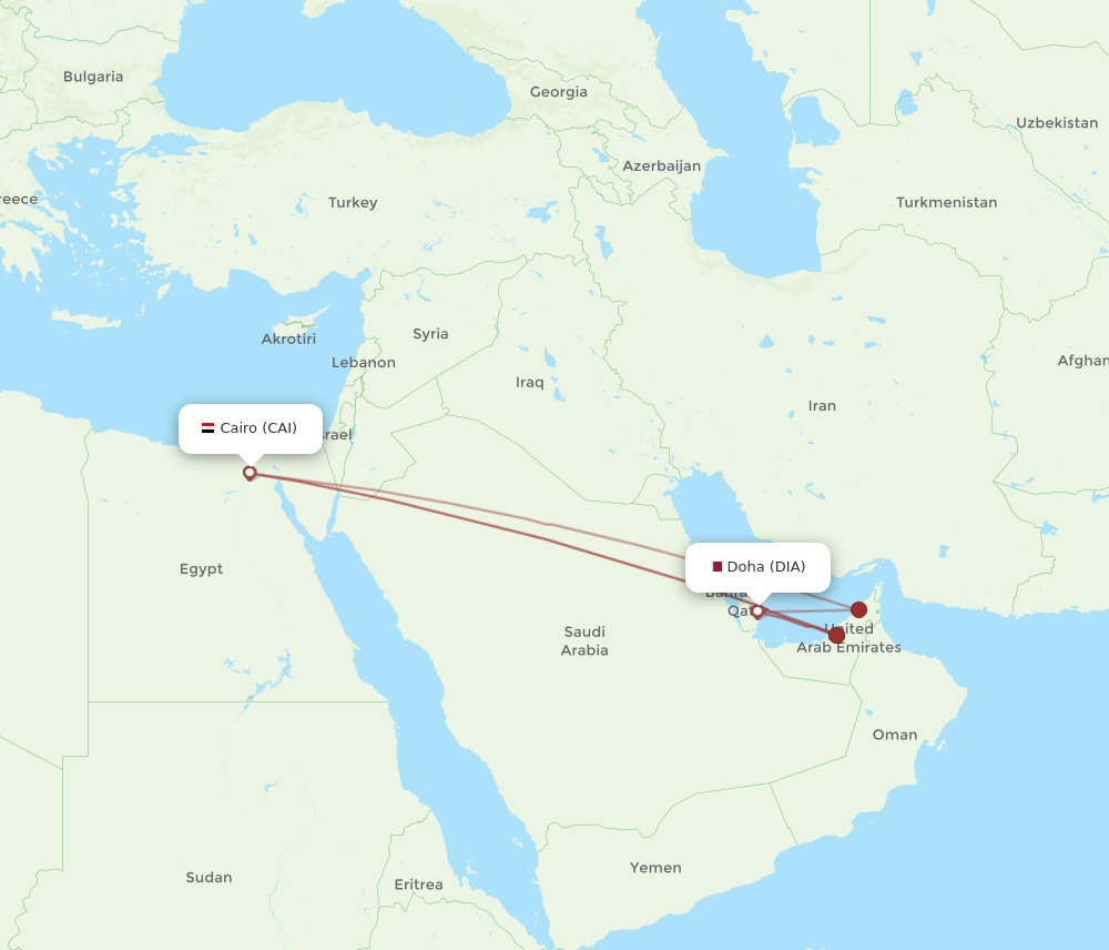 CAI to DIA flights and routes map