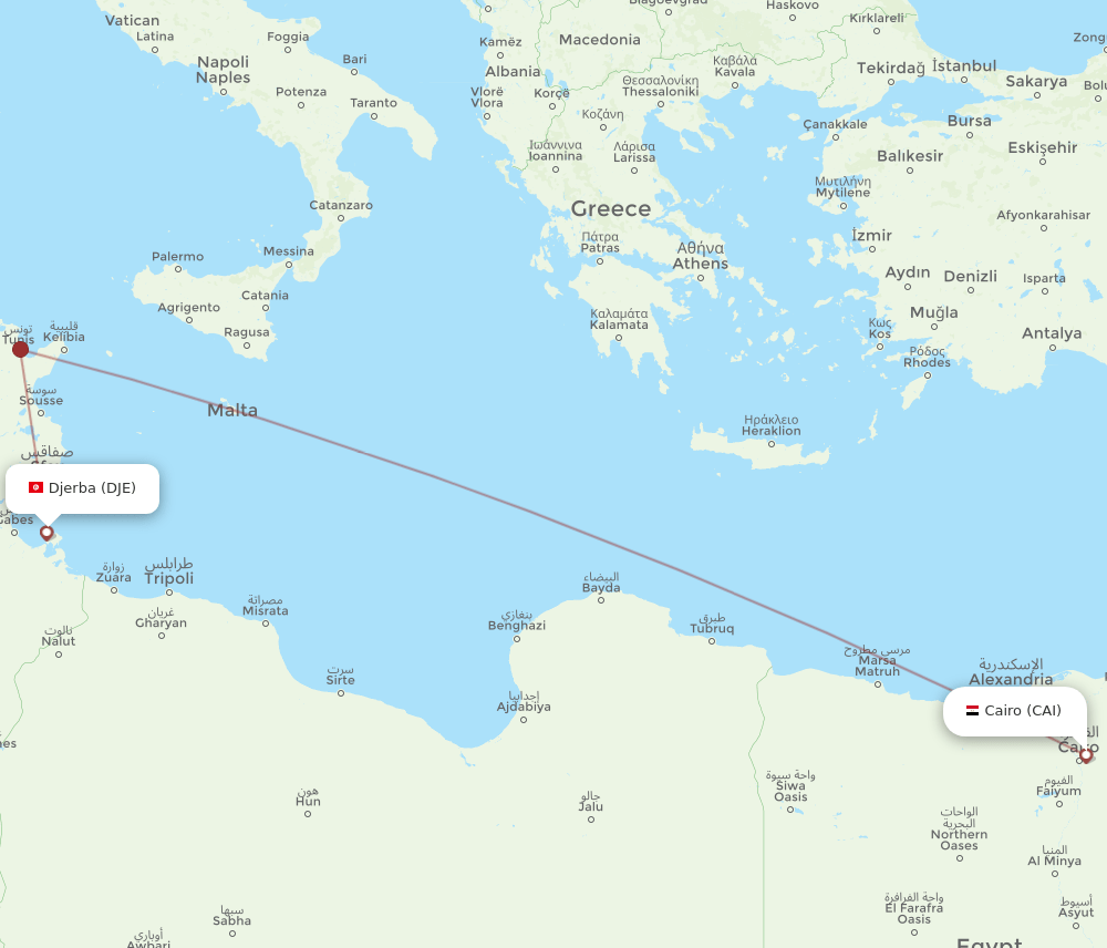 CAI-DJE flight routes